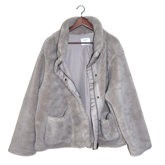 OLD NAVY Relaxed Cozy Faux-Fur Short Teddy Jacket in Tan (XXL) - Picture 6 of 7